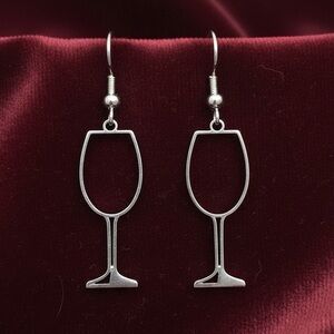 Boutique Wine Glass Earrings OS Silver